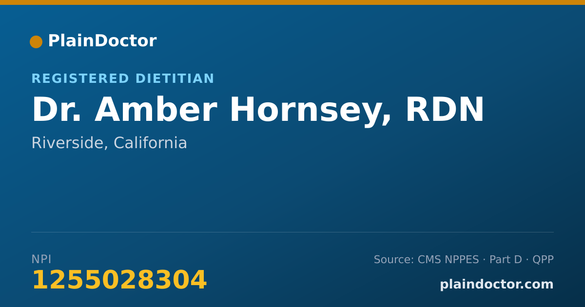 Shareable card for Amber Hornsey, RDN - Registered Dietitian, Riverside, CA