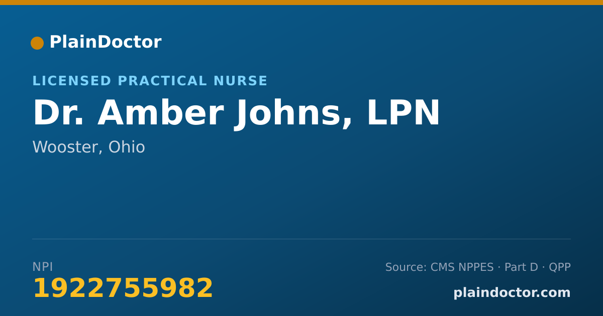 Shareable card for Amber Johns, LPN - Licensed Practical Nurse, Wooster, OH