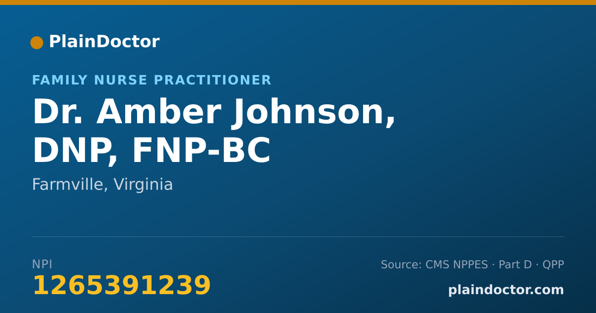Shareable card for Amber Johnson, DNP, FNP-BC - Family Nurse Practitioner, Farmville, VA