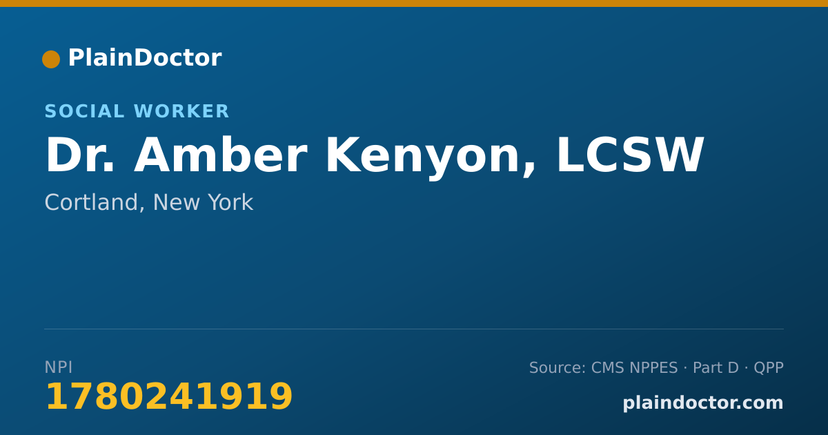 Shareable card for Amber Kenyon, LCSW - Social Worker, Cortland, NY