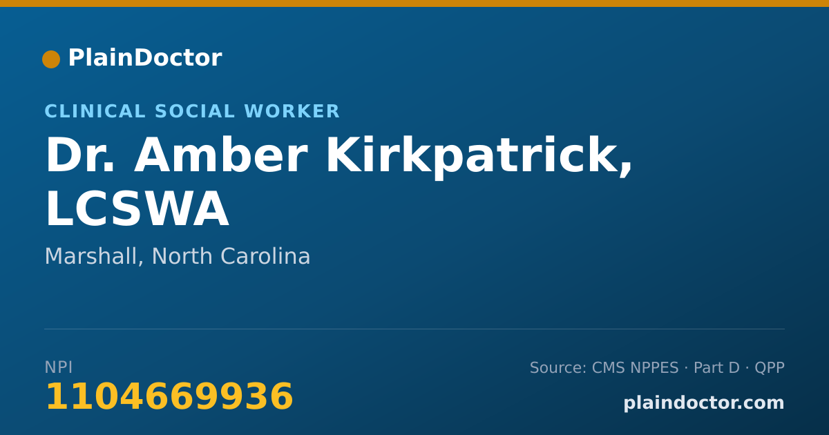 Shareable card for Amber Kirkpatrick, LCSWA - Clinical Social Worker, Marshall, NC