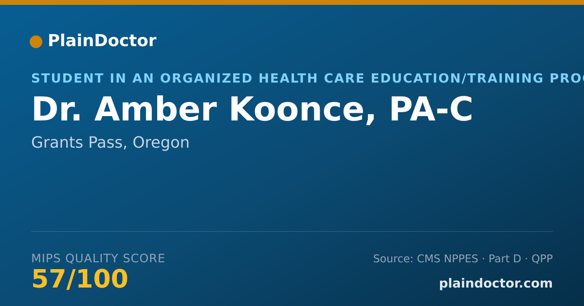 Shareable card for Amber Koonce, PA-C - Student in an Organized Health Care Education/Training Program, Grants Pass, OR
