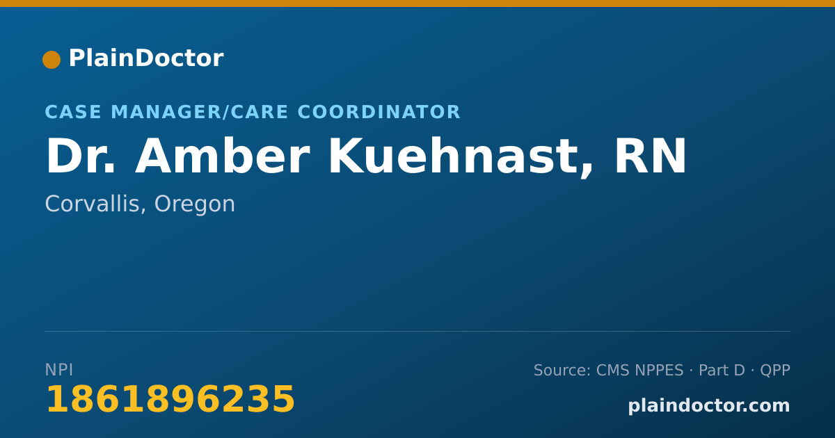 Shareable card for Amber Kuehnast, RN - Case Manager/Care Coordinator, Corvallis, OR