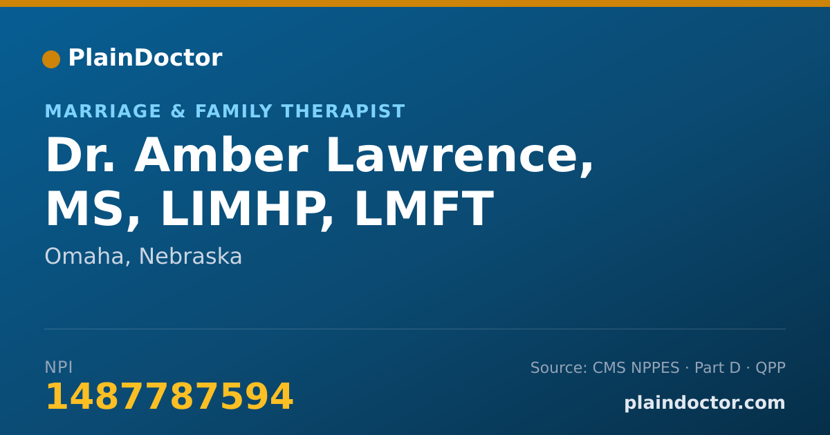 Shareable card for Amber Lawrence, MS, LIMHP, LMFT - Marriage & Family Therapist, Omaha, NE