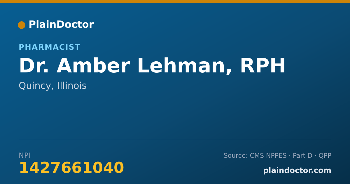 Shareable card for Amber Lehman, RPH - Pharmacist, Quincy, IL