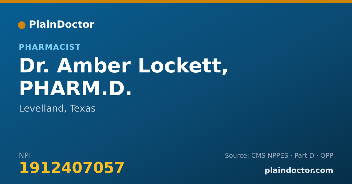 Shareable card for Amber Lockett, PHARM.D. - Pharmacist, Levelland, TX