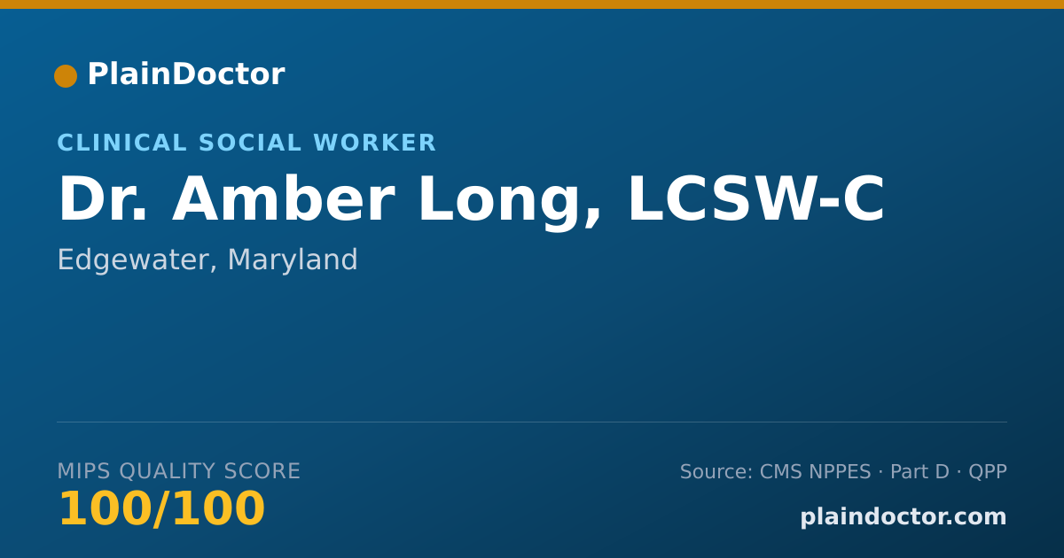 Shareable card for Amber Long, LCSW-C - Clinical Social Worker, Edgewater, MD