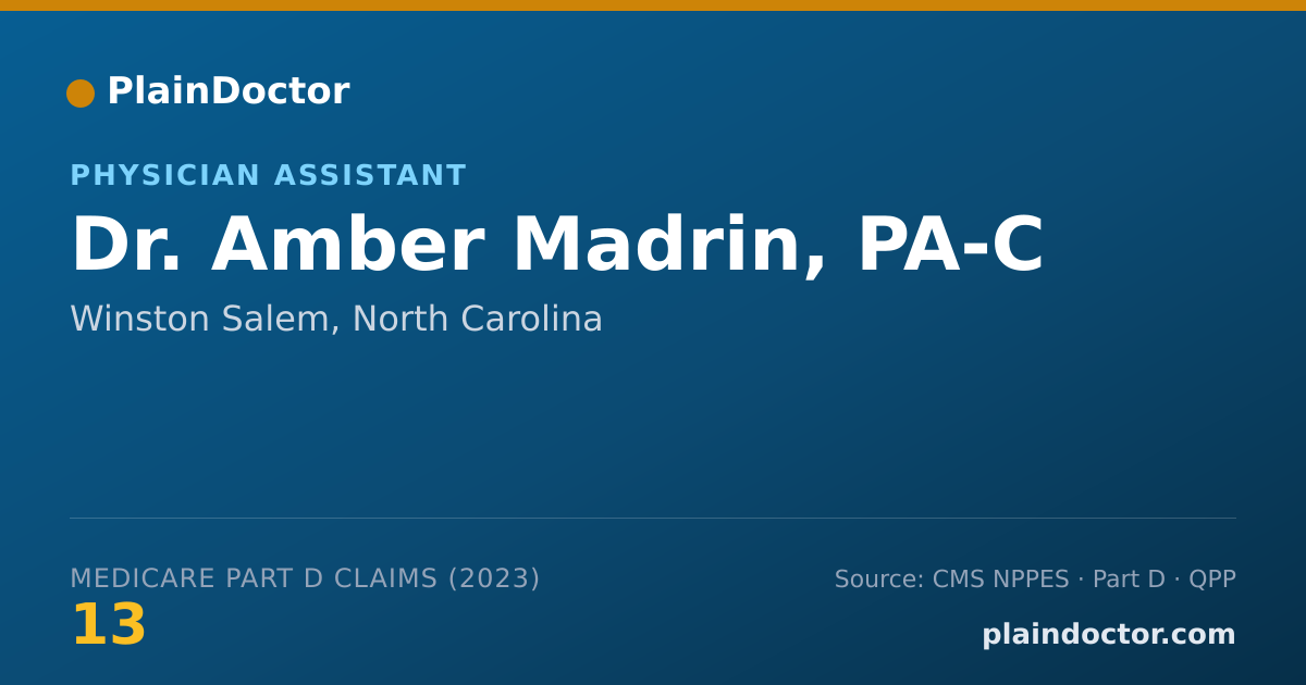 Shareable card for Amber Madrin, PA-C - Physician Assistant, Winston Salem, NC