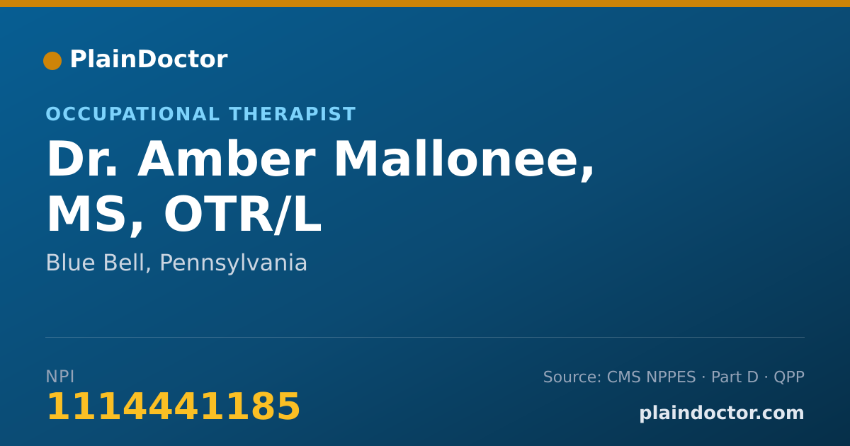 Shareable card for Amber Mallonee, MS, OTR/L - Occupational Therapist, Blue Bell, PA