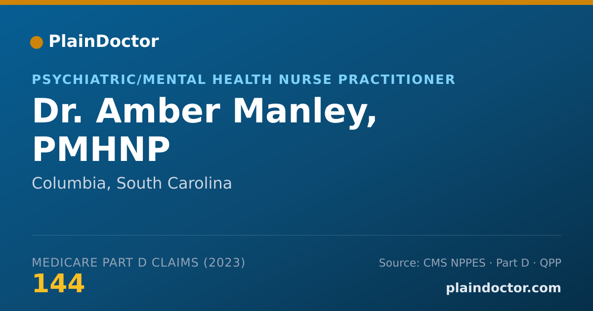Shareable card for Amber Manley, PMHNP - Psychiatric/Mental Health Nurse Practitioner, Columbia, SC