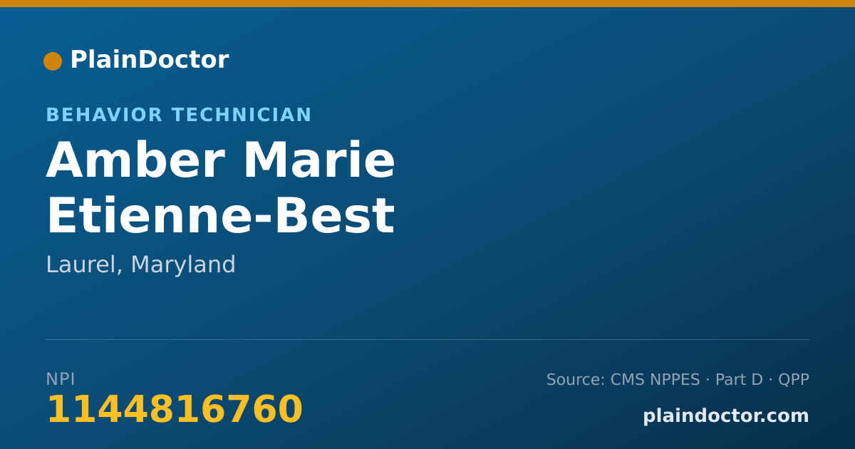 Shareable card for Amber Marie Etienne-Best - Behavior Technician, Laurel, MD