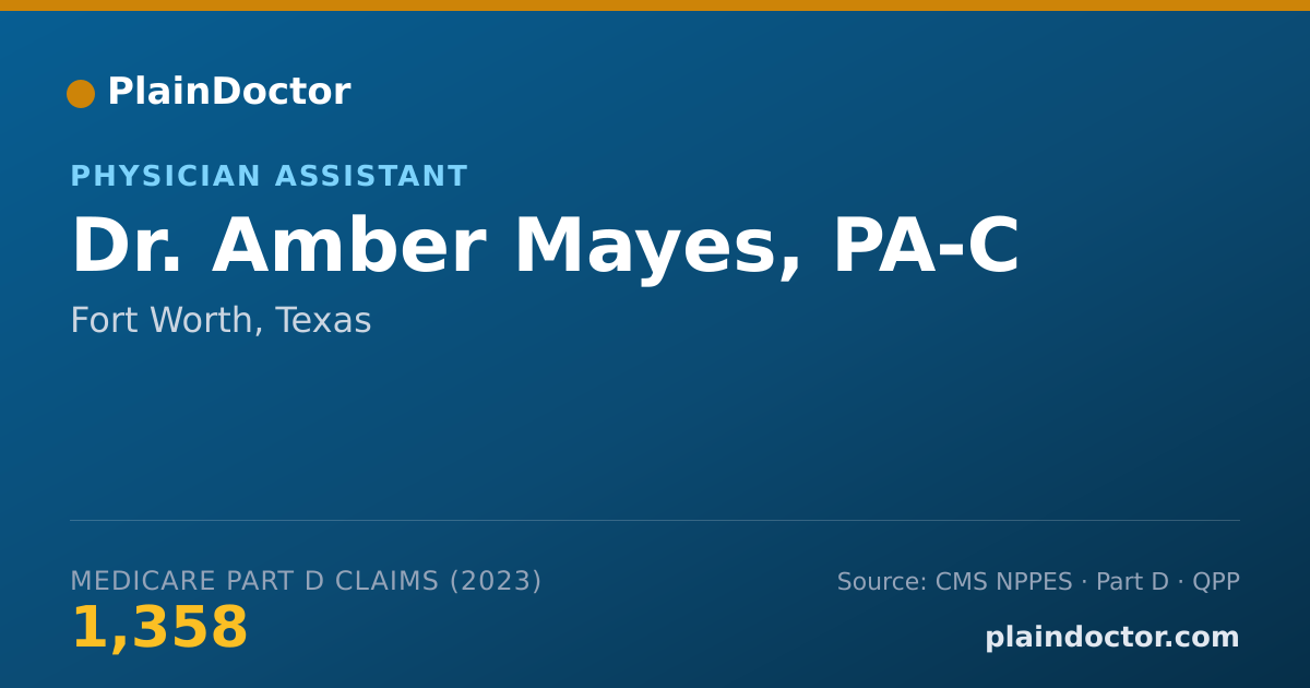 Shareable card for Amber Mayes, PA-C - Physician Assistant, Fort Worth, TX