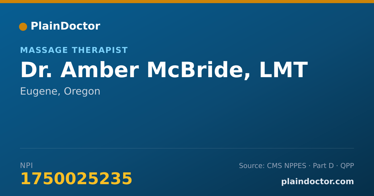 Shareable card for Amber McBride, LMT - Massage Therapist, Eugene, OR