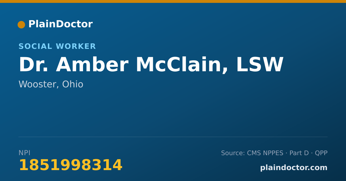 Shareable card for Amber McClain, LSW - Social Worker, Wooster, OH