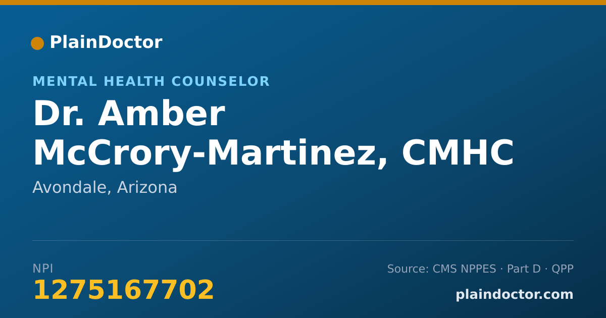 Shareable card for Amber McCrory-Martinez, CMHC - Mental Health Counselor, Avondale, AZ