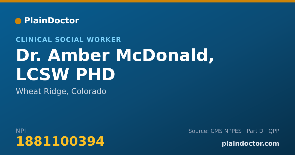 Shareable card for Amber McDonald, LCSW PHD - Clinical Social Worker, Wheat Ridge, CO