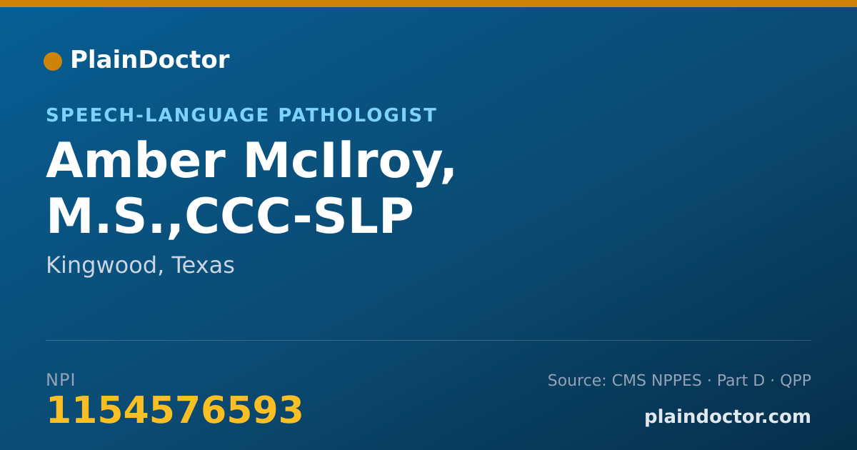 Shareable card for Amber McIlroy, M.S.,CCC-SLP - Speech-Language Pathologist, Kingwood, TX