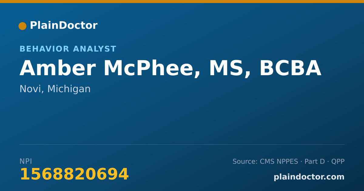 Shareable card for Amber McPhee, MS, BCBA - Behavior Analyst, Novi, MI