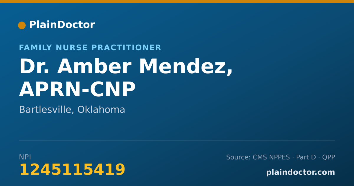 Shareable card for Amber Mendez, APRN-CNP - Family Nurse Practitioner, Bartlesville, OK