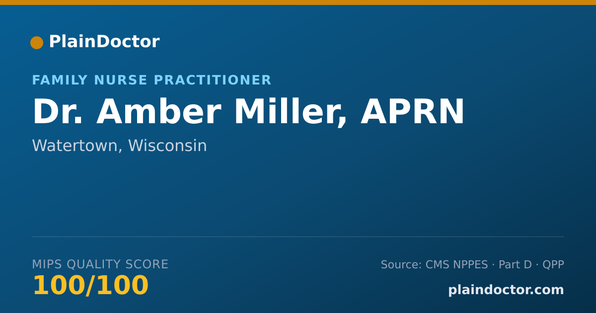 Shareable card for Amber Miller, APRN - Family Nurse Practitioner, Watertown, WI
