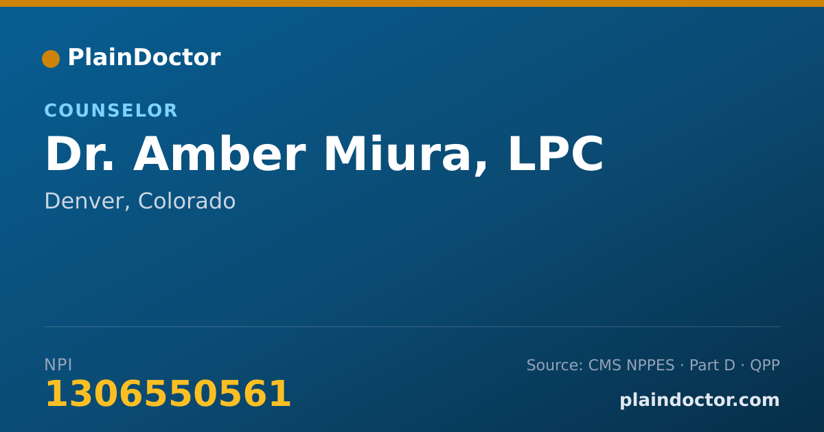 Shareable card for Amber Miura, LPC - Counselor, Denver, CO