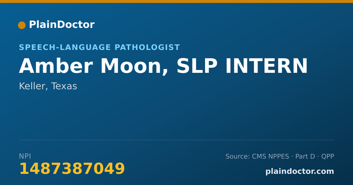 Shareable card for Amber Moon, SLP INTERN - Speech-Language Pathologist, Keller, TX