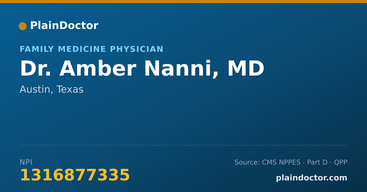 Shareable card for Amber Nanni, MD - Family Medicine Physician, Austin, TX
