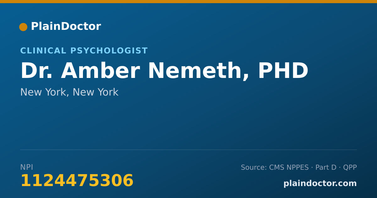 Shareable card for Amber Nemeth, PHD - Clinical Psychologist, New York, NY