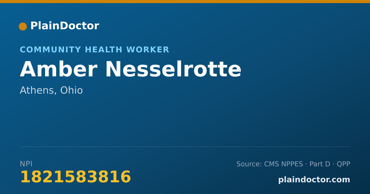 Shareable card for Amber Nesselrotte - Community Health Worker, Athens, OH