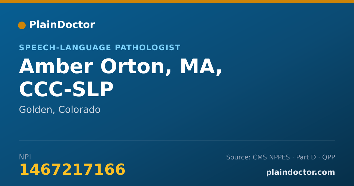 Shareable card for Amber Orton, MA, CCC-SLP - Speech-Language Pathologist, Golden, CO