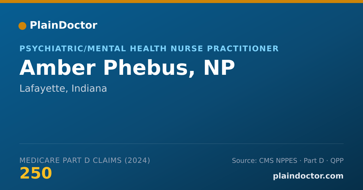 Shareable card for Amber Phebus, NP - Psychiatric/Mental Health Nurse Practitioner, Lafayette, IN