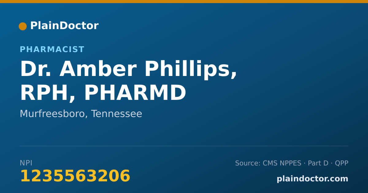 Shareable card for Amber Phillips, RPH, PHARMD - Pharmacist, Murfreesboro, TN