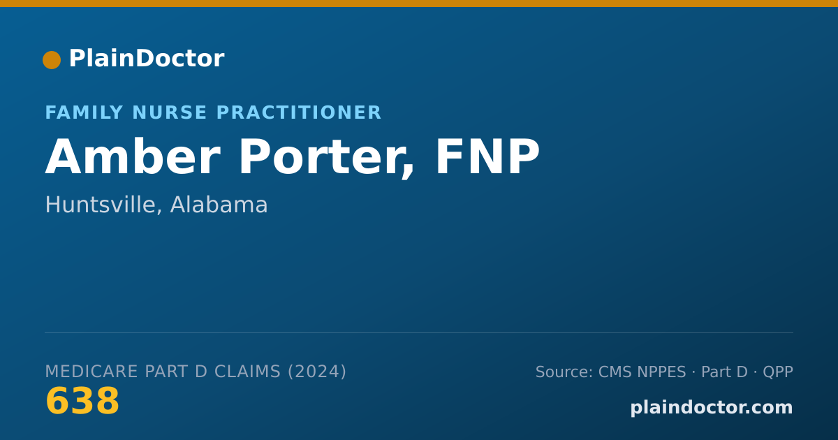 Shareable card for Amber Porter, FNP - Family Nurse Practitioner, Huntsville, AL