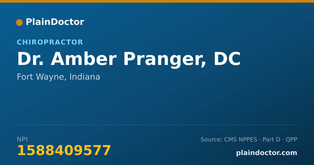 Shareable card for Amber Pranger, DC - Chiropractor, Fort Wayne, IN