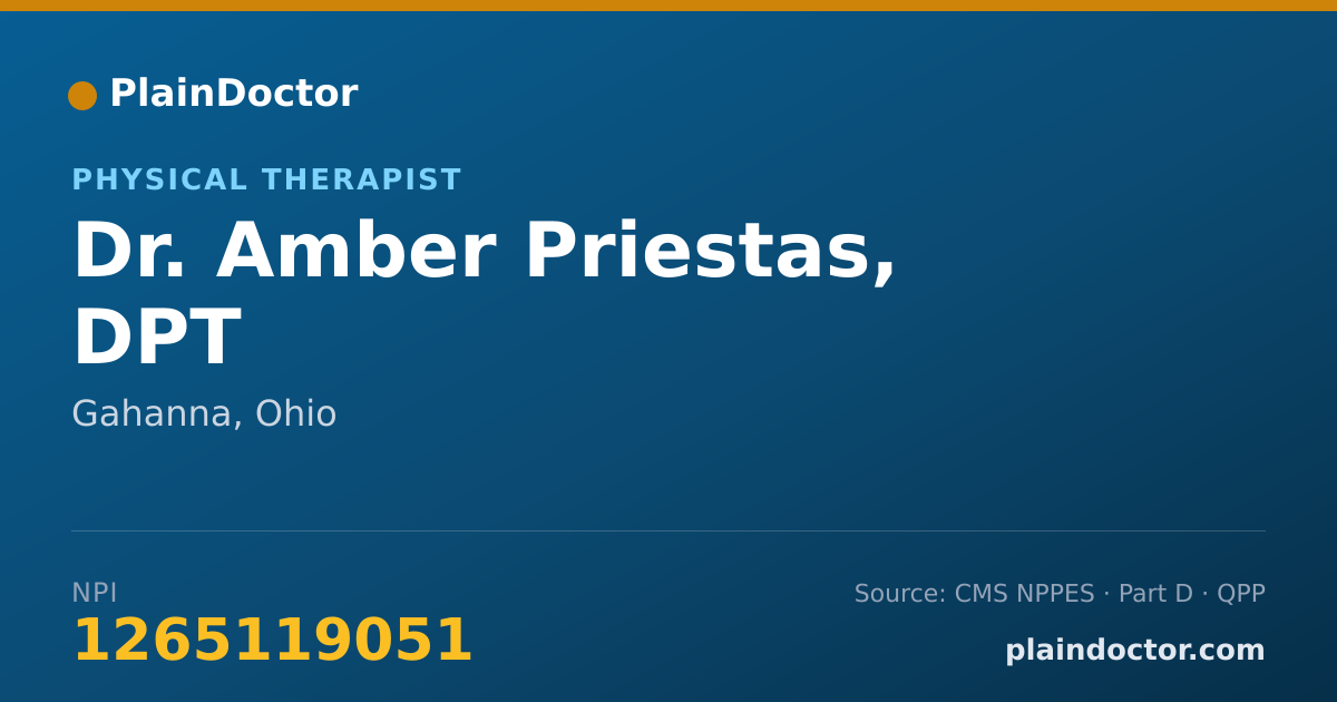 Shareable card for Amber Priestas, DPT - Physical Therapist, Gahanna, OH