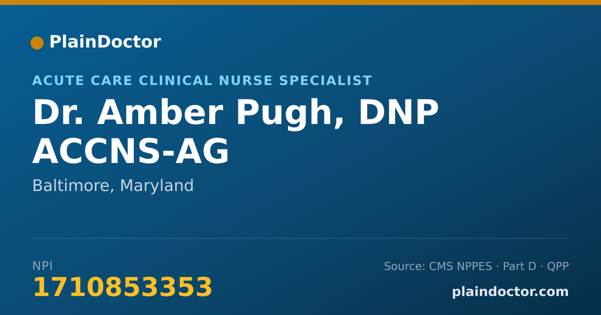 Shareable card for Amber Pugh, DNP ACCNS-AG - Acute Care Clinical Nurse Specialist, Baltimore, MD