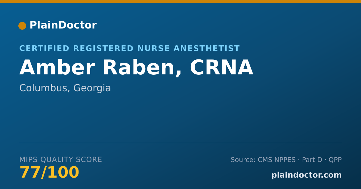 Shareable card for Amber Raben, CRNA - Certified Registered Nurse Anesthetist, Columbus, GA