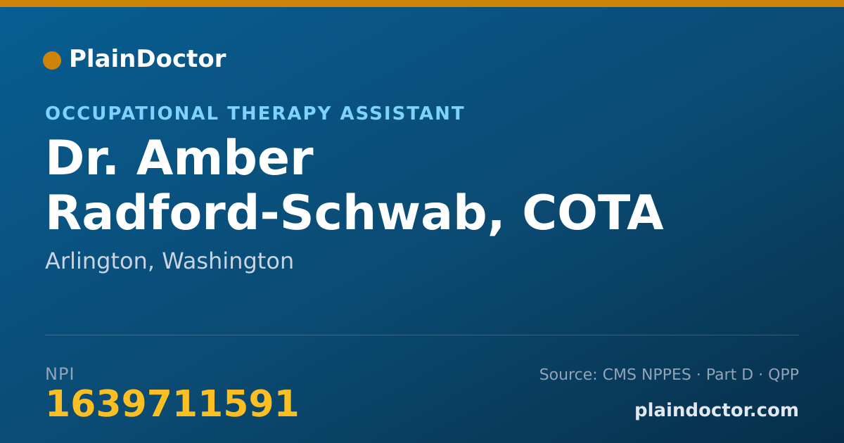 Shareable card for Amber Radford-Schwab, COTA - Occupational Therapy Assistant, Arlington, WA