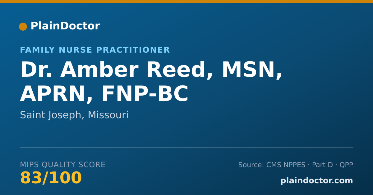 Shareable card for Amber Reed, MSN, APRN, FNP-BC - Family Nurse Practitioner, Saint Joseph, MO