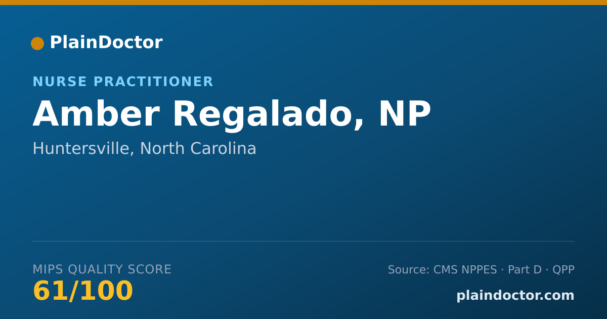 Shareable card for Amber Regalado, NP - Nurse Practitioner, Huntersville, NC