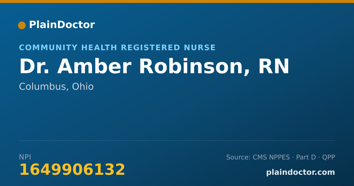 Shareable card for Amber Robinson, RN - Community Health Registered Nurse, Columbus, OH