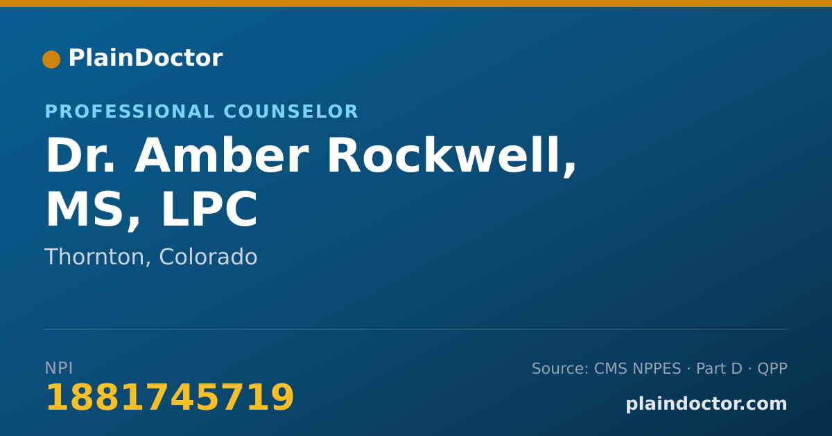 Shareable card for Amber Rockwell, MS, LPC - Professional Counselor, Thornton, CO