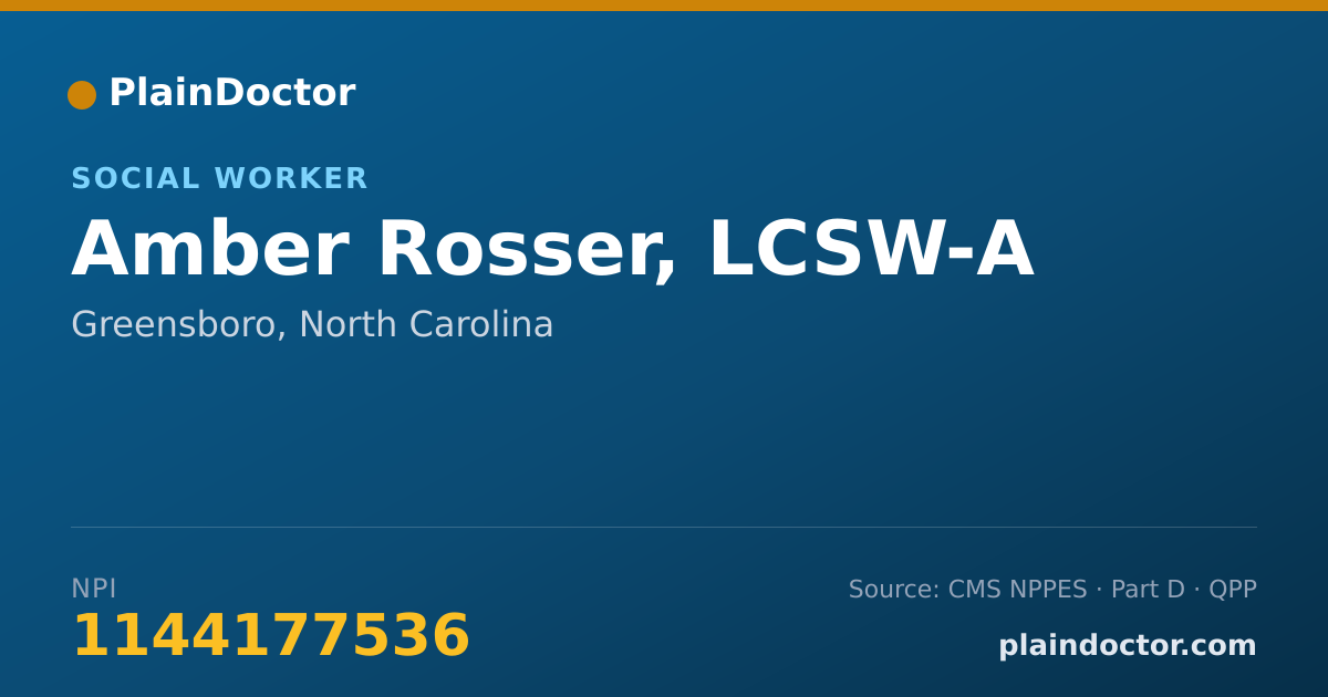 Shareable card for Amber Rosser, LCSW-A - Social Worker, Greensboro, NC