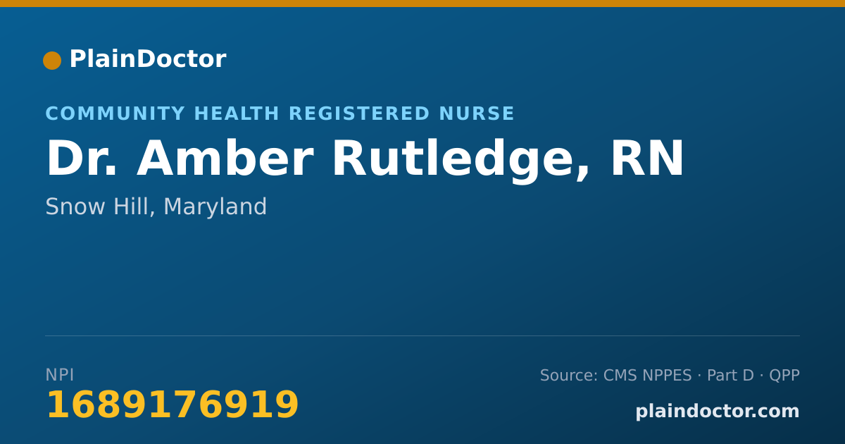 Shareable card for Amber Rutledge, RN - Community Health Registered Nurse, Snow Hill, MD