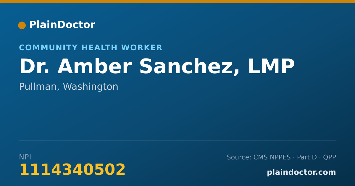 Shareable card for Amber Sanchez, LMP - Community Health Worker, Pullman, WA