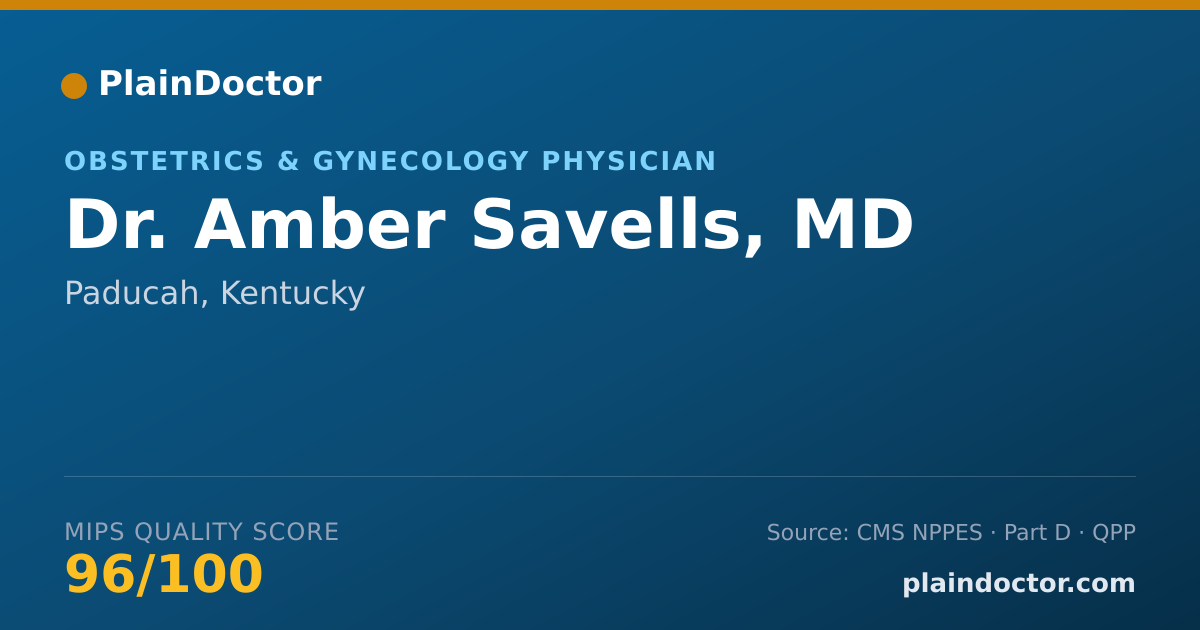 Shareable card for Amber Savells, MD - Obstetrics & Gynecology Physician, Paducah, KY