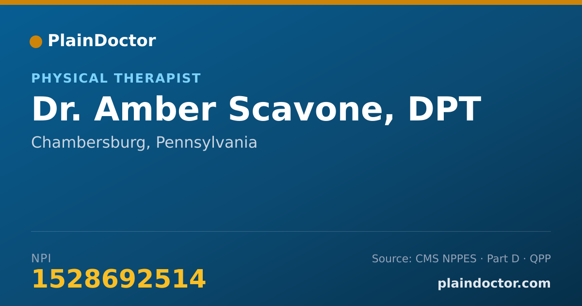 Shareable card for Amber Scavone, DPT - Physical Therapist, Chambersburg, PA