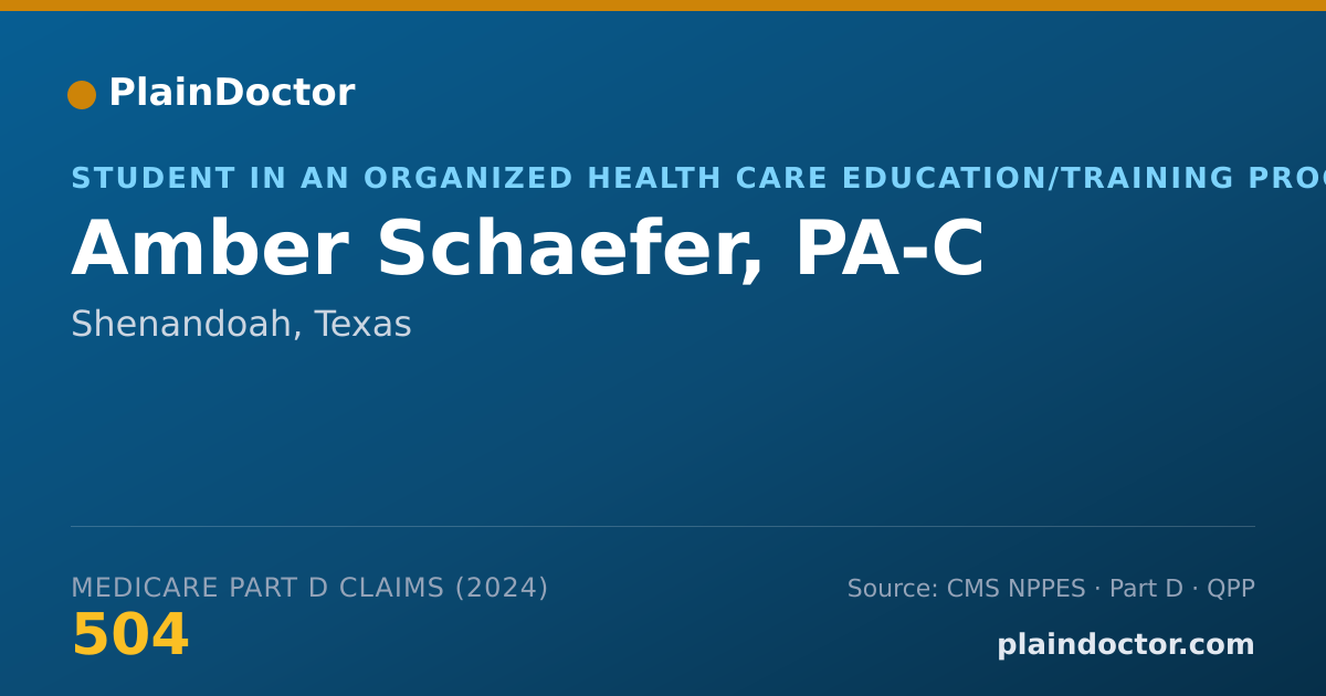 Shareable card for Amber Schaefer, PA-C - Student in an Organized Health Care Education/Training Program, Shenandoah, TX