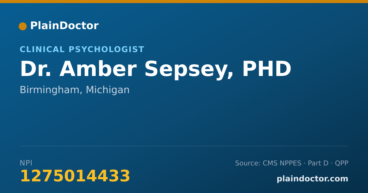 Shareable card for Amber Sepsey, PHD - Clinical Psychologist, Birmingham, MI