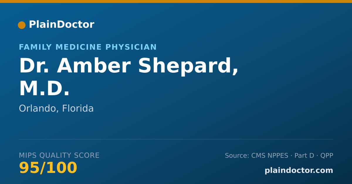 Shareable card for Amber Shepard, M.D. - Family Medicine Physician, Orlando, FL